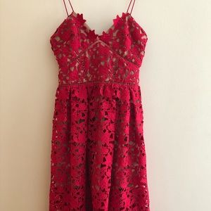 Self-Portrait red lace azalea dress NWT